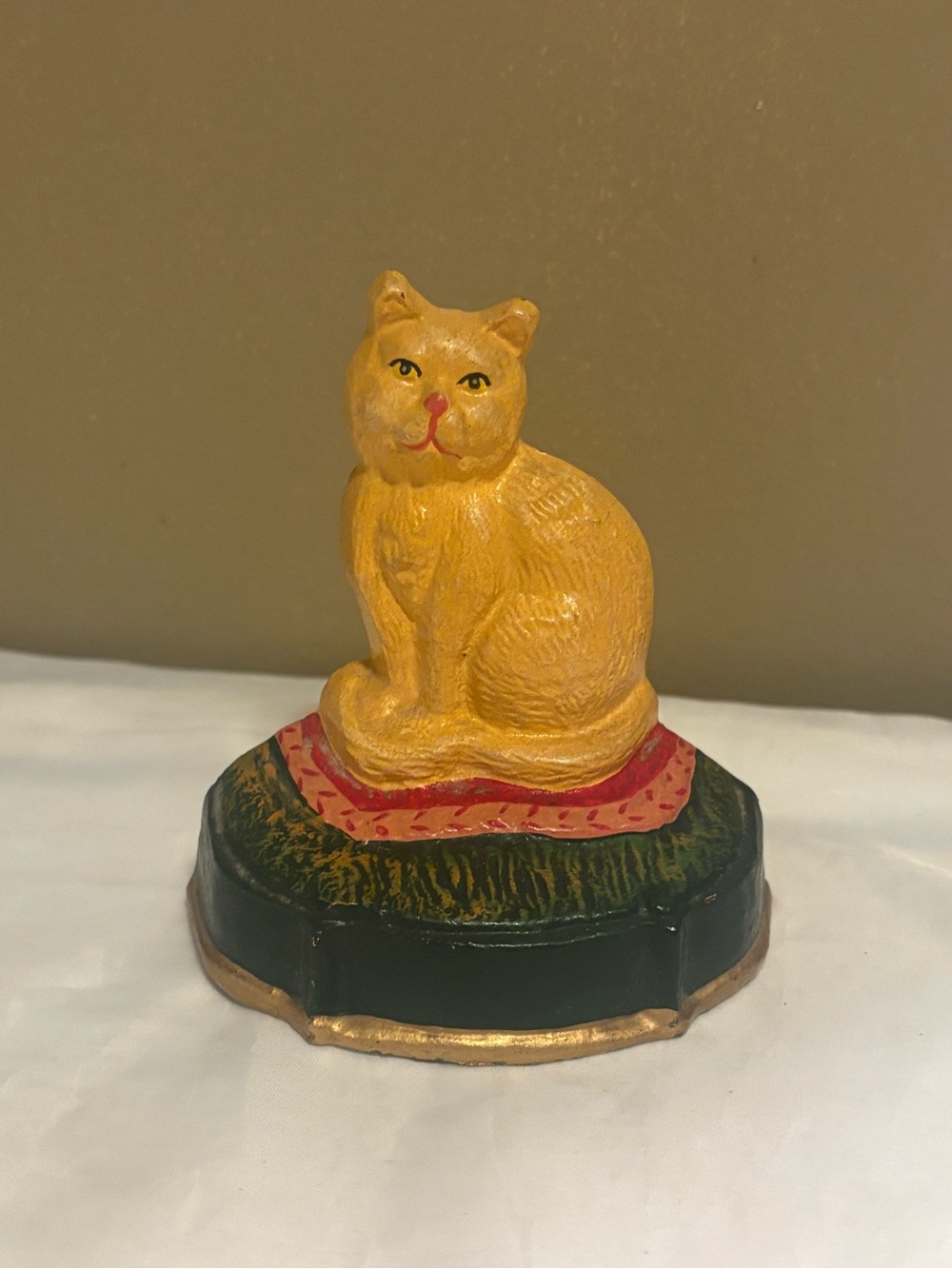 Orange Tabby Cat Figurine Cast Iron Door Stopper